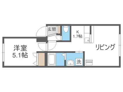 フィオーレミニ大通(1LDK/3階)の間取り写真