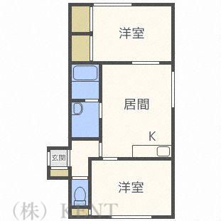ノースランド発寒中央(2DK/4階)の間取り写真