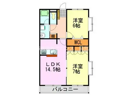 マナブライトンフロント(2LDK/2階)の間取り写真