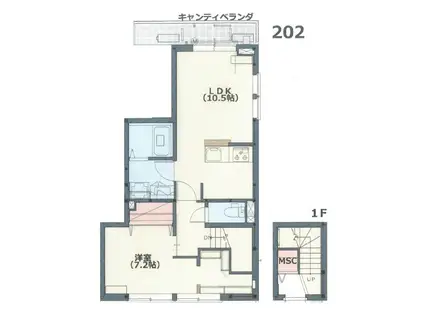 SKY HEIGHTS スカイハイツ(1LDK/2階)の間取り写真