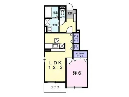 リバーサイドガーデンイースト(1LDK/1階)の間取り写真