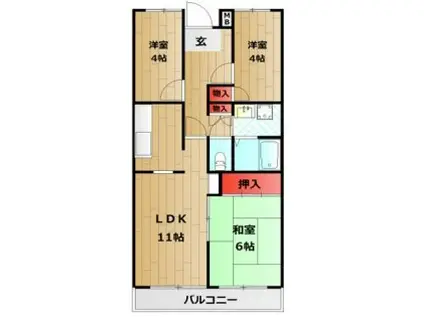 カサベルデ加古川(3LDK/2階)の間取り写真