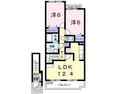 カレントB(2LDK/2階)の間取り写真