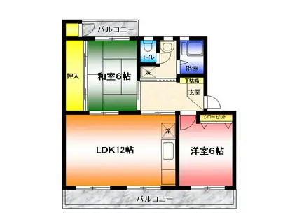 コーポ渡辺(2LDK/2階)の間取り写真