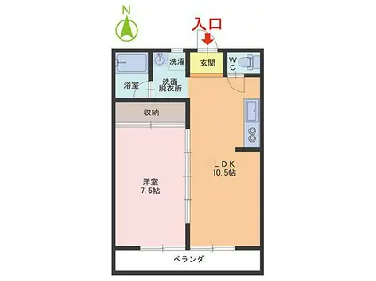 ラ・ヴィータ(1LDK/4階)の間取り写真