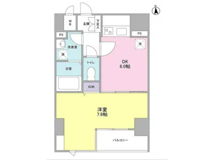 イッセイレジデンス神楽坂(1K/4階)の間取り写真