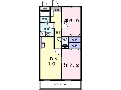 ソレアード(2LDK/3階)の間取り写真