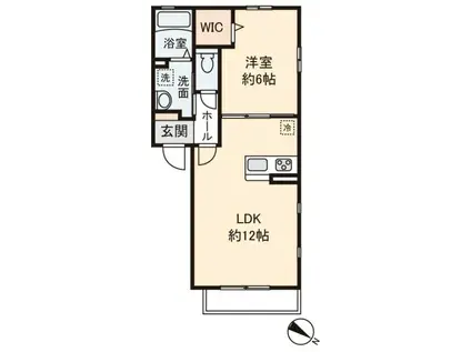 ルピナス(1LDK/2階)の間取り写真