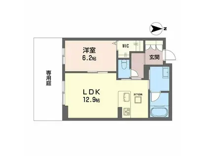 ＪＲ山陽本線 岡山駅 徒歩11分 2階建 新築(1LDK/1階)の間取り写真