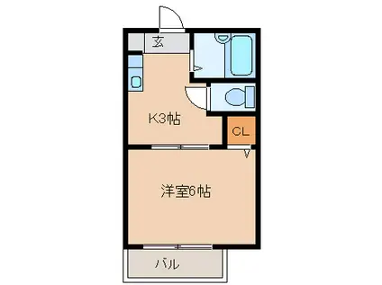 シティパル三重町A(1K/2階)の間取り写真