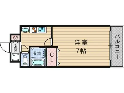 YAHATA西長堀(1K/3階)の間取り写真