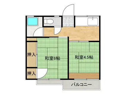 シティハイム香栄(2K/2階)の間取り写真