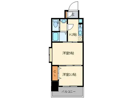 YGM九大病院前(2K/2階)の間取り写真