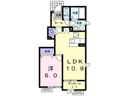 カームリーガーデン(1LDK/1階)の間取り写真