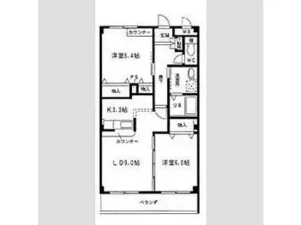 ラ・フレージア(2LDK/3階)の間取り写真