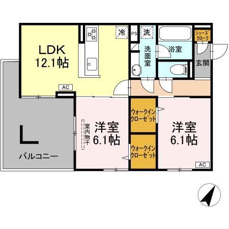 フェリーチェ(2LDK/2階)の間取り写真