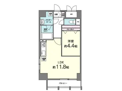 T.Y天六(1LDK/9階)の間取り写真