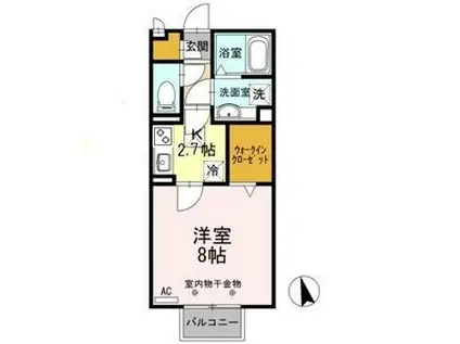 ソラーレ(1K/1階)の間取り写真