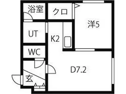 ブランノワール東区役所(1DK/4階)の間取り写真