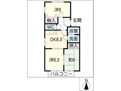 ファミール美里B(3DK/2階)の間取り写真