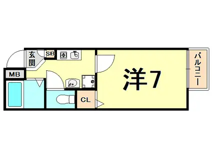 グランドコート(1K/6階)の間取り写真