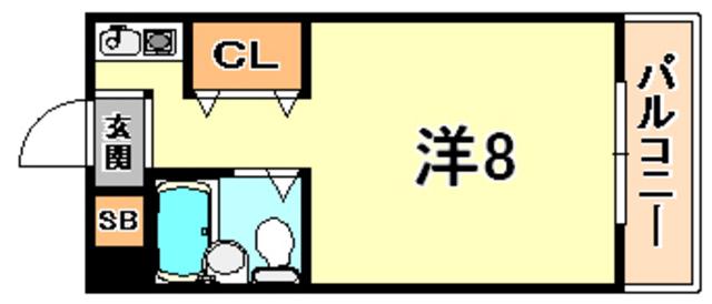 ルーブル西灘(ワンルーム/1階)の間取り写真
