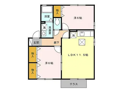 グレイスコートA/B/C(2LDK/1階)の間取り写真