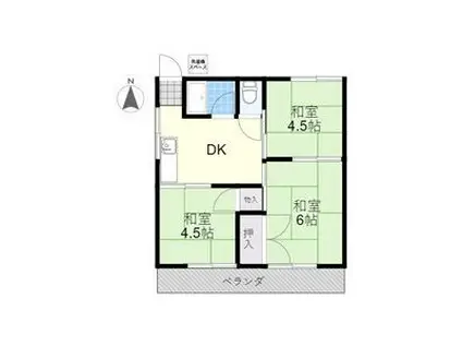 アクツハイツI(3DK/2階)の間取り写真