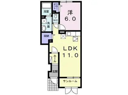 富山地鉄不二越上滝 大泉駅(富山) 徒歩34分 2階建 築15年(1LDK/1階)の間取り写真