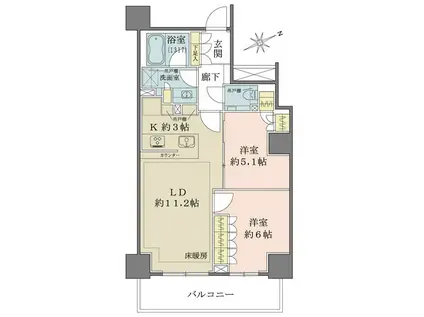 ザ・パークハウス三田ガーデン(2LDK/13階)の間取り写真