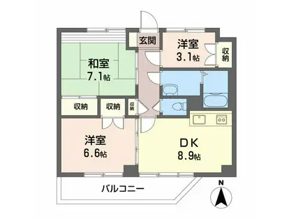 MAISON GOTOH メゾンゴトウ(3DK/5階)の間取り写真