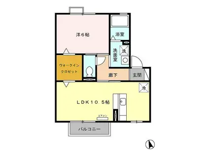 プランドール柊(1LDK/2階)の間取り写真