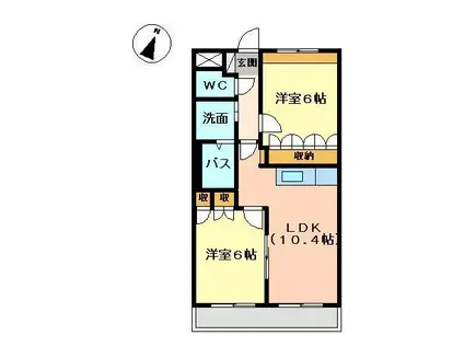 ピュアローズ(2LDK/1階)の間取り写真