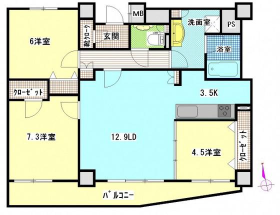 シティトリエ京橋(3LDK/10階)の間取り写真