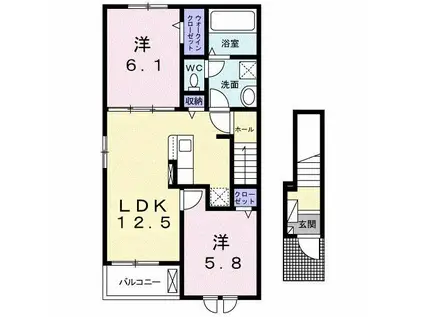 アンセスター貴船II(2LDK/2階)の間取り写真