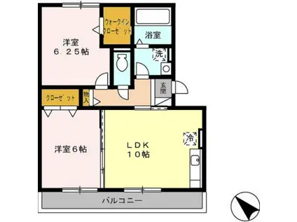 ＪＲ東海道本線 安城駅 徒歩19分 3階建 築17年(2LDK/2階)の間取り写真