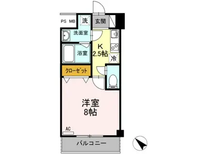 フローラ東戸塚(1K/2階)の間取り写真