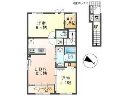 CHATRIER(2LDK/2階)の間取り写真