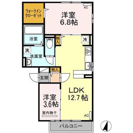 サンライズ蔵本II(2LDK/3階)の間取り写真