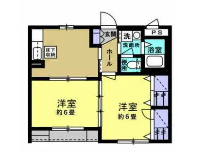 ガーデンスクエア梅島(2DK/1階)の間取り写真