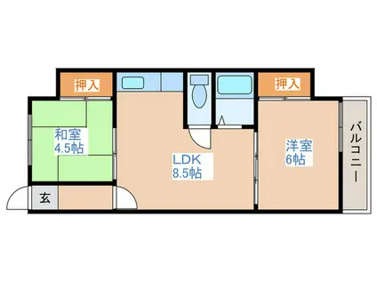 石橋ハイツ1(2LDK/3階)の間取り写真