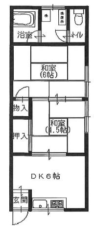 ハイツフォ-(2DK/2階)の間取り写真
