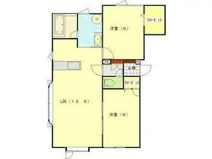 グリーンベールI(2LDK/1階)の間取り写真