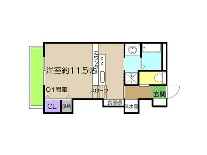 コーポハマダ(ワンルーム/2階)の間取り写真