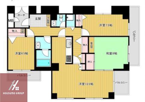 サバーブ永楽荘(3LDK/3階)の間取り写真
