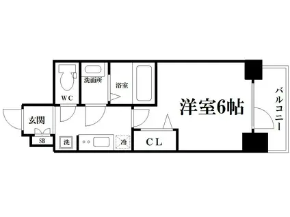 プレサンス松屋町ヴェルデス(1K/13階)の間取り写真