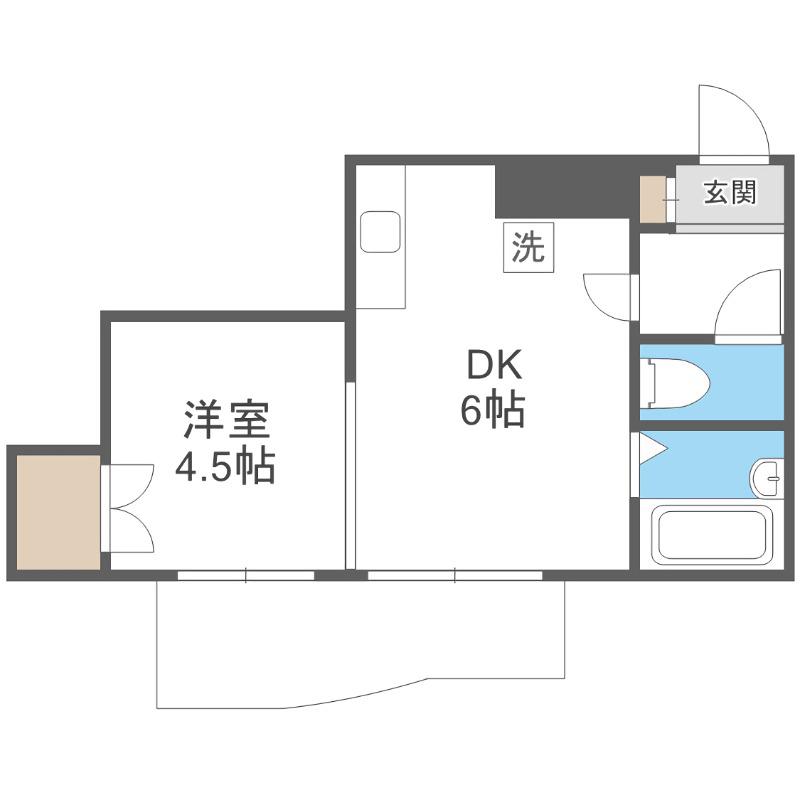 菊水コート(1DK/9階)の間取り写真