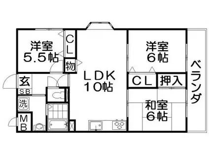 グリーンヒルズ堀家(3LDK/2階)の間取り写真