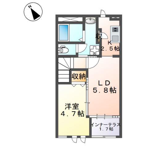 モルガンB(1LDK/2階)の間取り写真