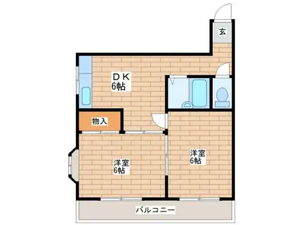 龍美ポロネーズ(2DK/4階)の間取り写真